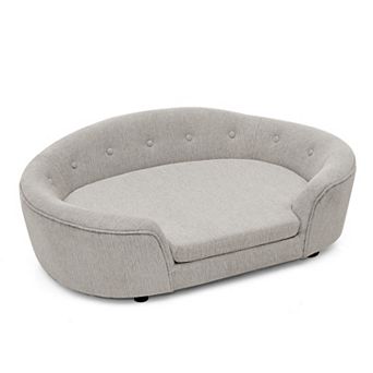 Oversized Oval Semi-Enclosed Dog Sofa with Tufted Backrest