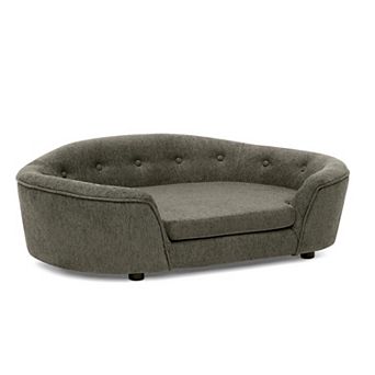 Oversized Oval Semi-Enclosed Dog Sofa with Tufted Backrest