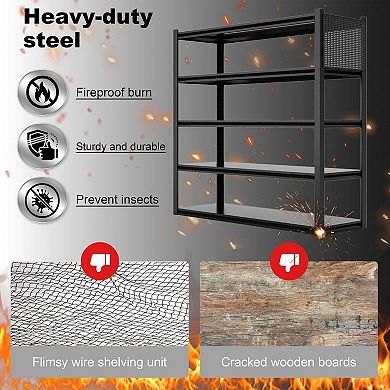 Heavy Duty Metal Storage Shelves, Adjustable Garage Rack with Pegboard