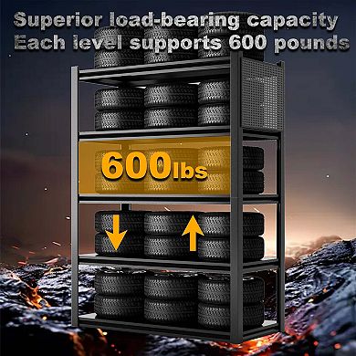 Heavy Duty Metal Storage Shelves, Adjustable Garage Rack with Pegboard