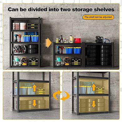 Heavy Duty Metal Storage Shelves, Adjustable Garage Rack with Pegboard