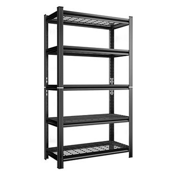 5 tier Black Heavy Duty Metal Storage Rack 2000LBS Adjustable Height Shelving