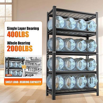 5-Tier Black Heavy Duty Metal Storage Rack 2000LBS Adjustable Height Shelving