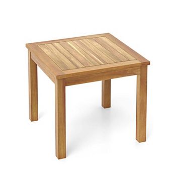 Solid Teak Wood Outdoor Side Table - 220LBS Weight Capacity