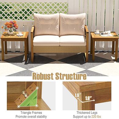Solid Teak Wood Outdoor Side Table - 220LBS Weight Capacity