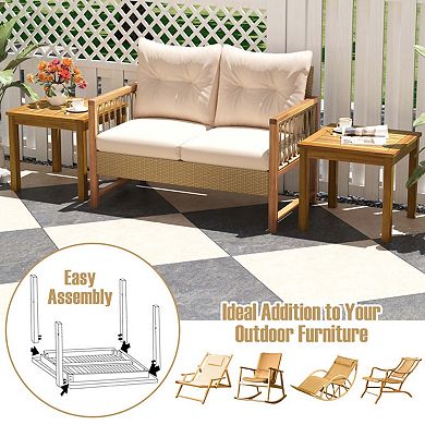 Solid Teak Wood Outdoor Side Table - 220LBS Weight Capacity