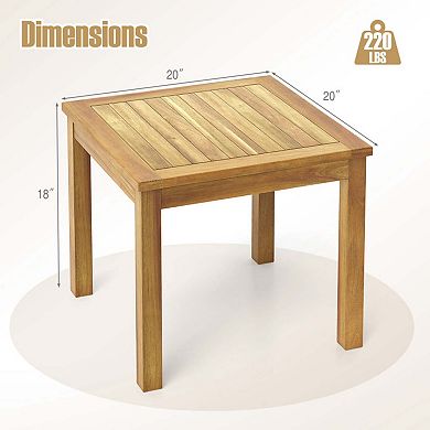 Solid Teak Wood Outdoor Side Table - 220LBS Weight Capacity