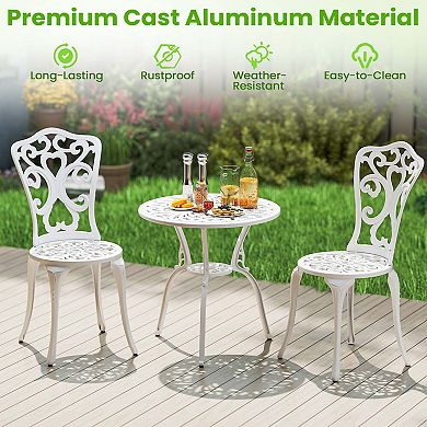 3-Piece All Weather Cast Aluminum Bistro Set with Umbrella Hole
