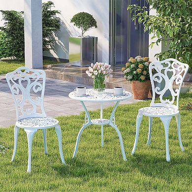 3-Piece All Weather Cast Aluminum Bistro Set with Umbrella Hole