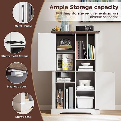 Record Player Stand with Vinyl Storage Cabinet,47" Wood Turntable Table Open and Closed Shelf Holder