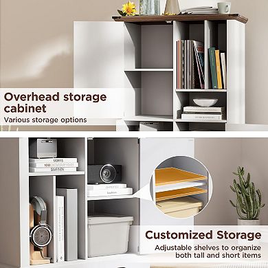 Record Player Stand with Vinyl Storage Cabinet,47" Wood Turntable Table Open and Closed Shelf Holder