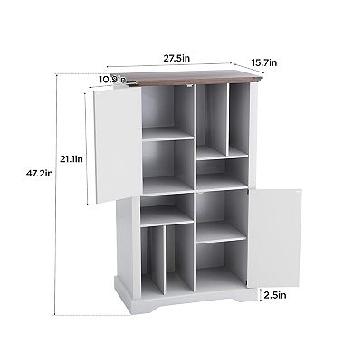 Record Player Stand with Vinyl Storage Cabinet,47" Wood Turntable Table Open and Closed Shelf Holder
