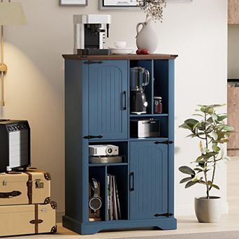 Record Player Stand with Vinyl Storage Cabinet,47" Wood Turntable Table Open and Closed Shelf Holder