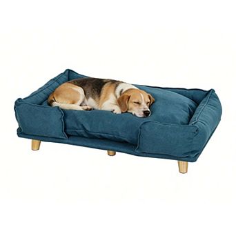 Pet Couch with Removable Cushion and Pine Wood Legs
