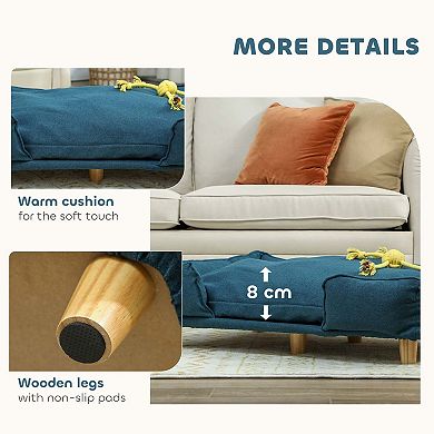 Pet Couch with Removable Cushion and Pine Wood Legs