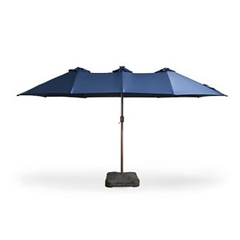 Ovios 14.5 Feet Heavy-duty Outdoor Market Umbrella w/ Sandbags, Upgraded 36 LED Beads & 2 Headlights