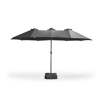 Ovios 14.5 Feet Heavy-duty Outdoor Market Umbrella w/ Sandbags, Upgraded 36 LED Beads & 2 Headlights