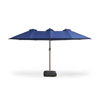 Ovios 14.5 Feet Heavy-duty Outdoor Market Umbrella w/ Sandbags, Upgraded 36 LED Beads & 2 Headlights