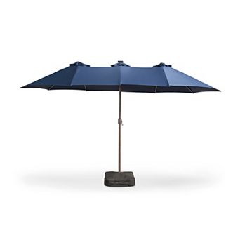Ovios 14.5 Feet Patio All-weather Sandbag Umbrella, w/ RGB Color-changing light Strip & 2 Headlights