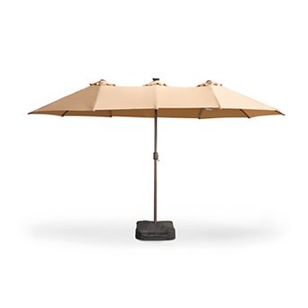 Ovios 14.5 Feet Patio All-weather Sandbag Umbrella, w/ RGB Color-changing light Strip & 2 Headlights