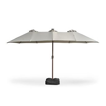 Ovios 14.5 Feet Patio All-weather Sandbag Umbrella, w/ RGB Color-changing light Strip & 2 Headlights