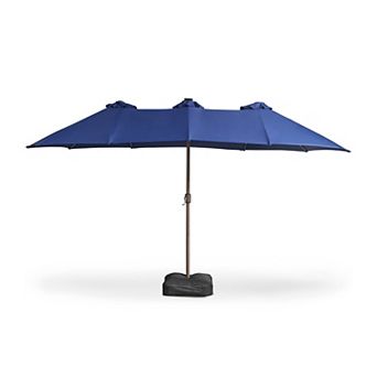 Ovios 14.5 Feet Patio All-weather Sandbag Umbrella, w/ RGB Color-changing light Strip & 2 Headlights