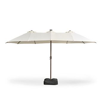 Ovios 14.5 Feet Patio All-weather Sandbag Umbrella, w/ RGB Color-changing light Strip & 2 Headlights