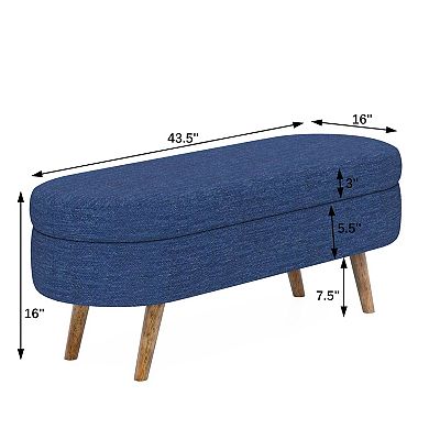 43.5" Ottoman with Storage, Storage Ottoman Bench, Linen End of Bed Bench, Holds up to 330 lb
