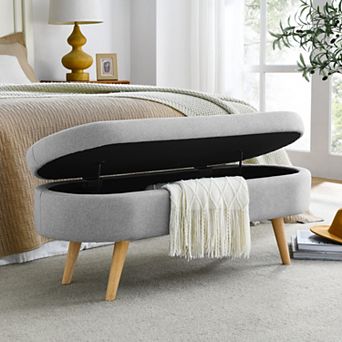43.5" Ottoman with Storage, Storage Ottoman Bench, Linen End of Bed Bench, Holds up to 330 lb