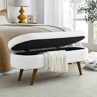 43.5" Ottoman with Storage, Storage Ottoman Bench, Linen End of Bed Bench, Holds up to 330 lb