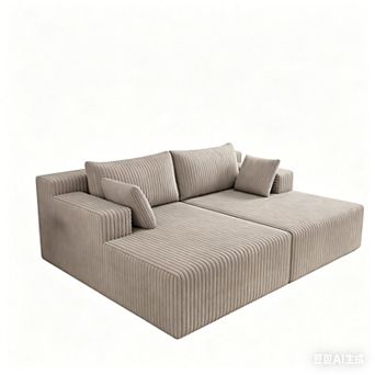 Cloud Sectional Sofa with Chaise, Modern Modular Deep Seat Corduroy Couch, No Assembly Required