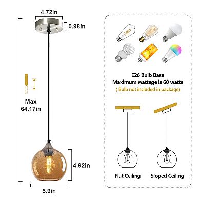 Globe Pendant Lighting Modern Pendant Light Fixtures for Kitchen Island Bedroom Living Dining Room