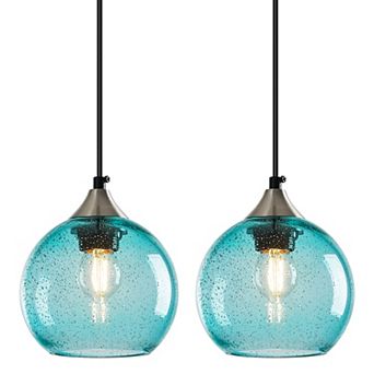 ZLAIQB 1-Light 2Pack Modern Glass Globe 5.9" Pendant Light