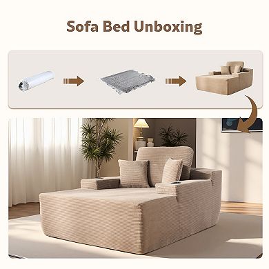 Ovios 67" Oversized Chaise Lounge Indoor w/ Throw Pillows & Cup holders, No Assembly Required