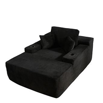 Ovios 67" Oversized Chaise Lounge Indoor w/ Throw Pillows & Cup holders, No Assembly Required