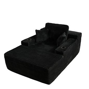 Ovios 67" Oversized Chaise Lounge Indoor w/ Throw Pillows & Cup holders, No Assembly Required