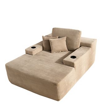 Ovios 67" Oversized Chaise Lounge Indoor w/ Throw Pillows & Cup holders, No Assembly Required