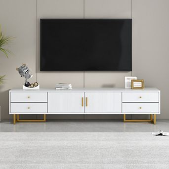 Modern TV Stand with Drawers, for 65+ Inch TV, with Storage, Media Console Cabinet Furniture