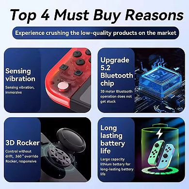 Wireless Switch Controller, Gamepad with Dual Vibration Joystick, Compatible with Switch/Lite/OLED