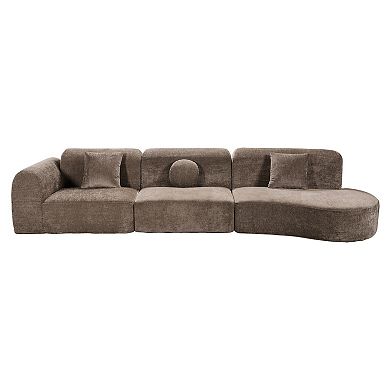 140" Modern Curved Sectional Sofa with Chaise, 3-Piece Set, Fully Assembled Right Hand Facing