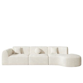 140" Modern Curved Sectional Sofa with Chaise, 3 pc Set, Fully Assembled Right Hand Facing