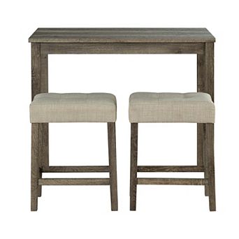 3 pc 36 in H Bar Table Set with Engineered Wood Top Dining Table and 2-Stools