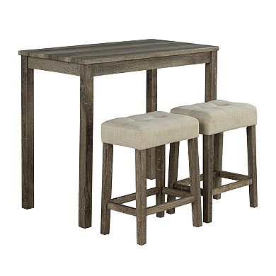 3-Piece 36 in. H Bar Table Set with Engineered Wood Top Dining Table and 2-Stools