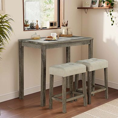 3-Piece 36 in. H Bar Table Set with Engineered Wood Top Dining Table and 2-Stools