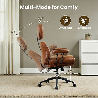 Ovios High Back Executive Office Chair w/ Recline Function, PU/Suede Leather Ergonomic Desk Chair