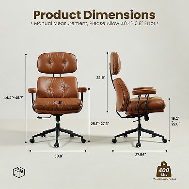 Ovios High Back Executive Office Chair w/ Recline Function, PU/Suede Leather Ergonomic Desk Chair