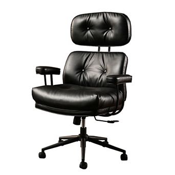 Ovios High Back Executive Office Chair w/ Recline Function, PU/Suede Leather Ergonomic Desk Chair