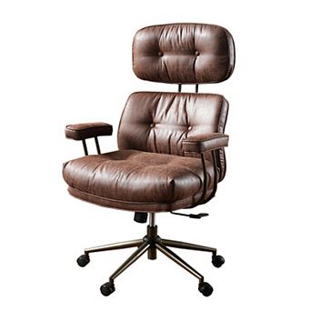 Ovios High Back Executive Office Chair w/ Recline Function, PU/Suede Leather Ergonomic Desk Chair