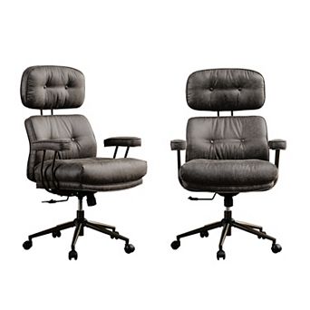 Ovios High Back Executive Office Chair w/ Recline Function, PU/Suede Leather Ergonomic Desk Chair