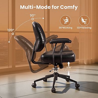 Ovios Executive Office Chair w/ Recline Function, Ergonomic Desk Chair w/ Comfy Lumbar Support